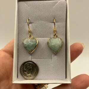 New Handcrafted Gemstone Faceted Heart Drop Dangle Earrings Hypoallergenic